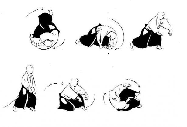 Att utföra en främre vals i aikido. Stå med vänster ben fram och höger ben bakom dig.