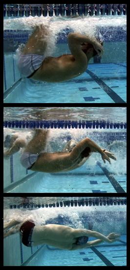 Hur man gör en flip varv (freestyle). Se till att dina glasögon är säkra och få i poolen.